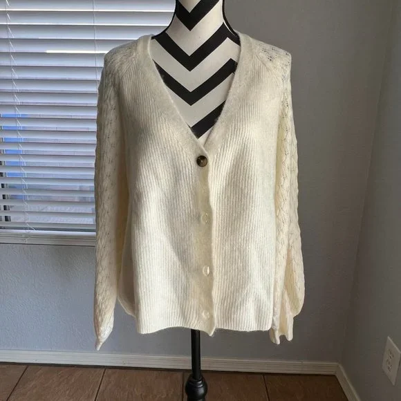 Lane Bryant Sweaters Lane Bryant Cream Softy Button Up - Main Image